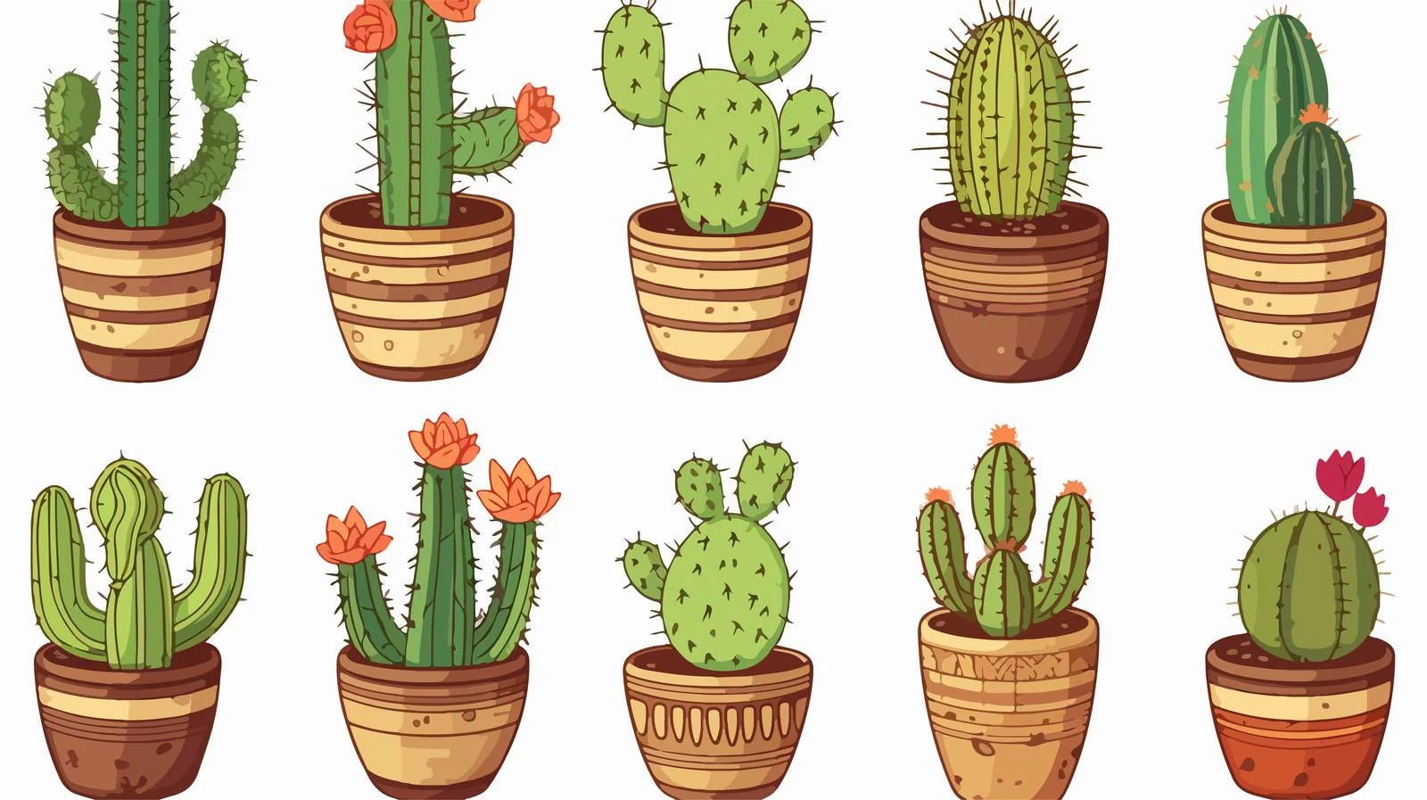 Cute Cactus Illustrations Set — free download from Dotvec