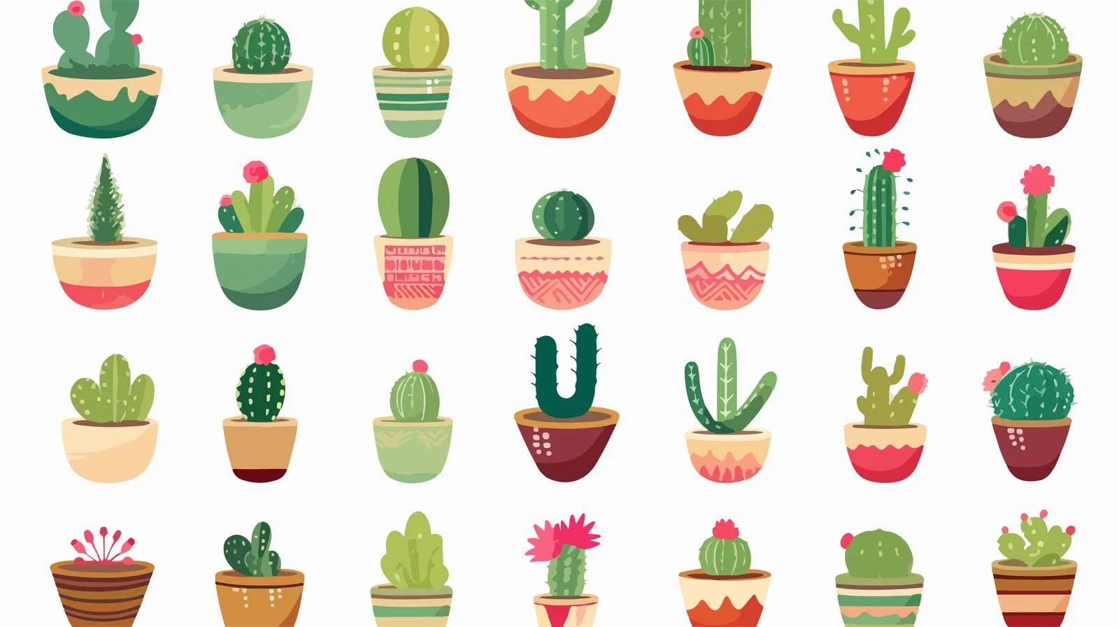 Cute Cactus Vector Illustrations Set — free download from Dotvec