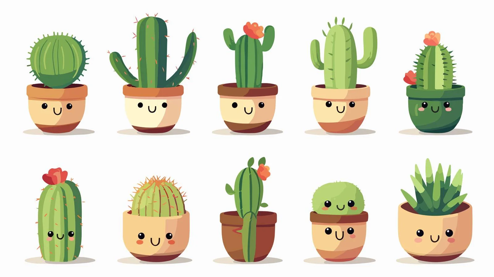 Cactus Pot Vector Illustrations Collection — free download from Dotvec
