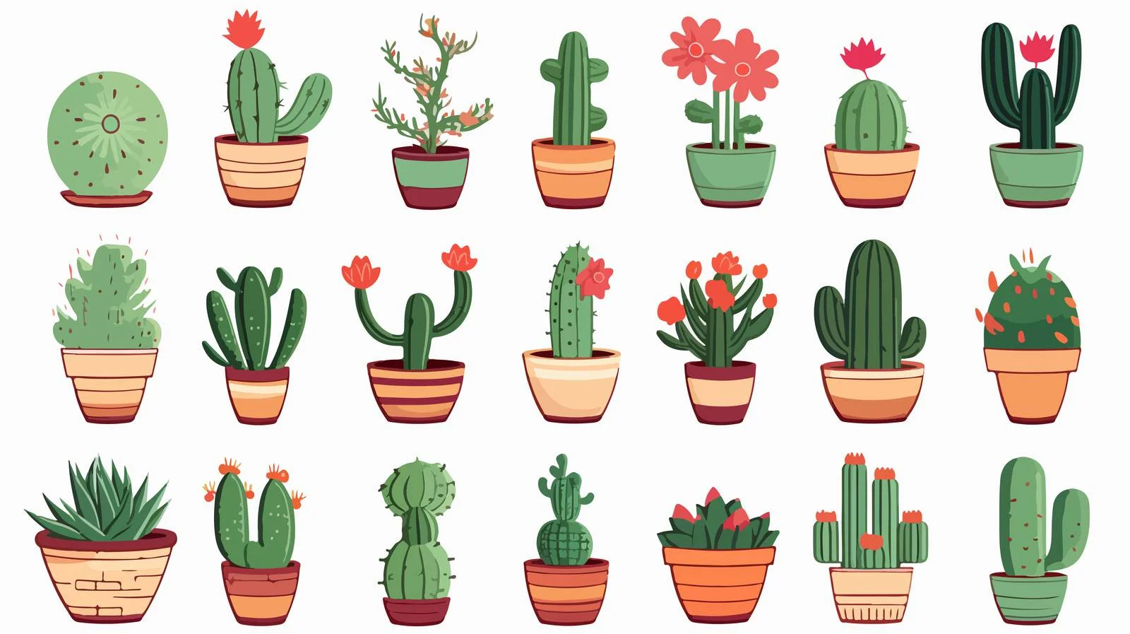 Cactus Doodle Vector Illustrations Set — free download from Dotvec
