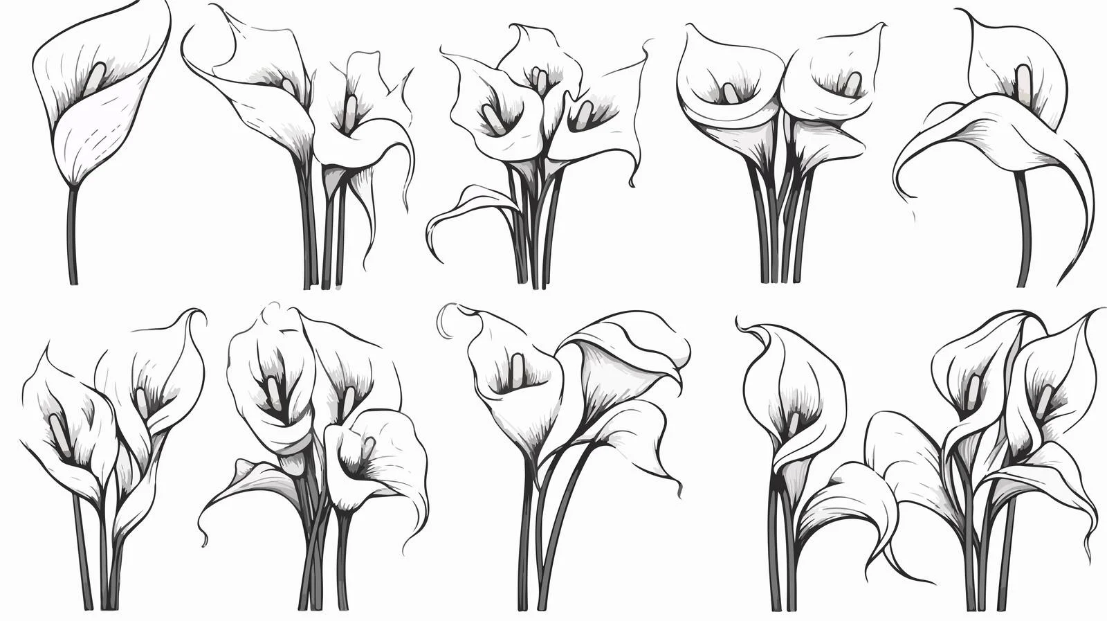 Hand-Drawn Calla Lily Sketch Collection — free download from Dotvec