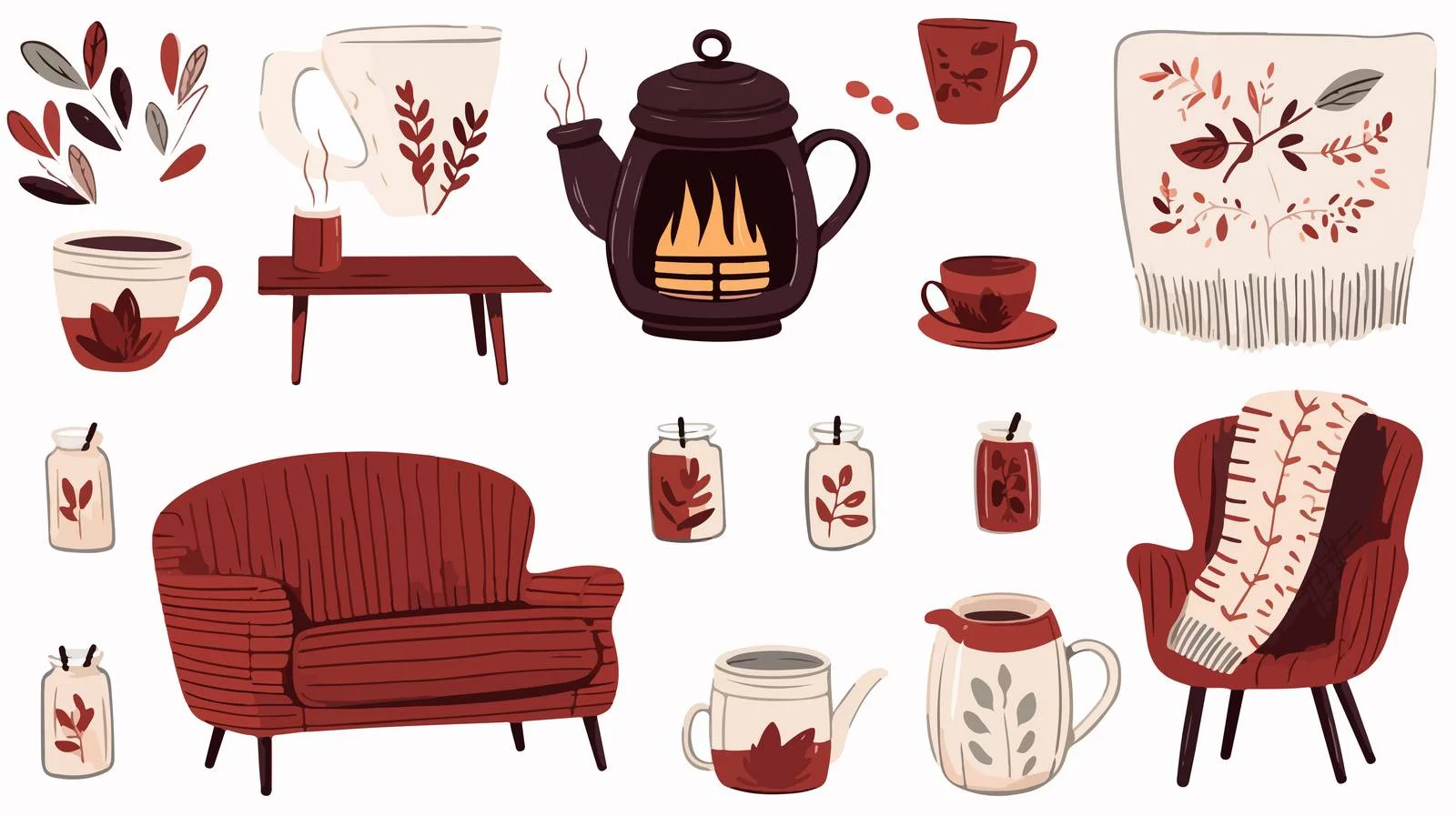 Cozy Hygge Setting with Armchair and Fireplace — free download from Dotvec