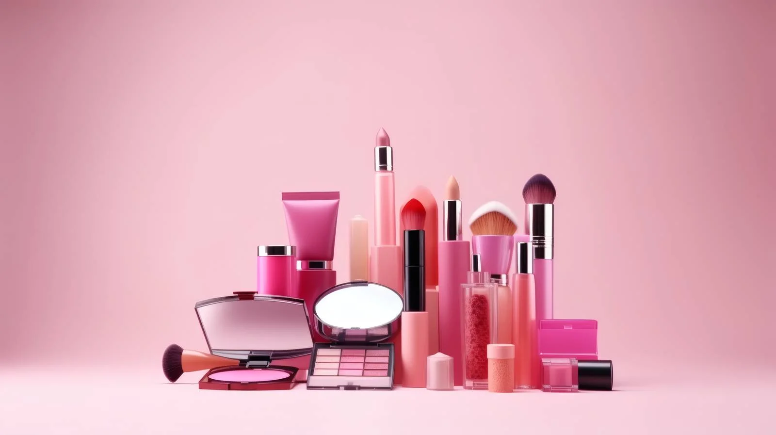 Assortment of Makeup on Pink Background — free download from Dotvec