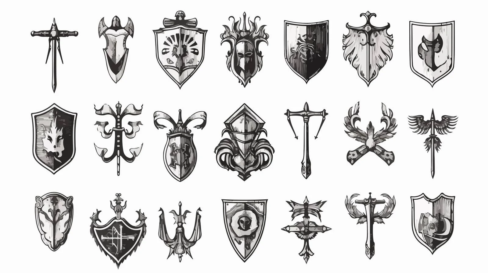 Monochrome Knight Emblems Collection – free knights image from Dotvec