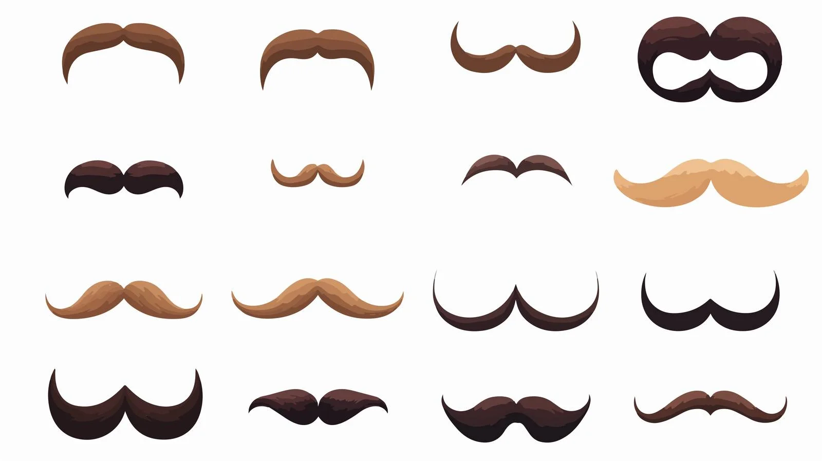 Collection of Mustaches on White Background — free download from Dotvec