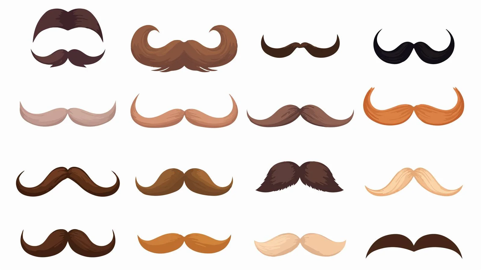 Collection of Mustaches on White Background — free download from Dotvec