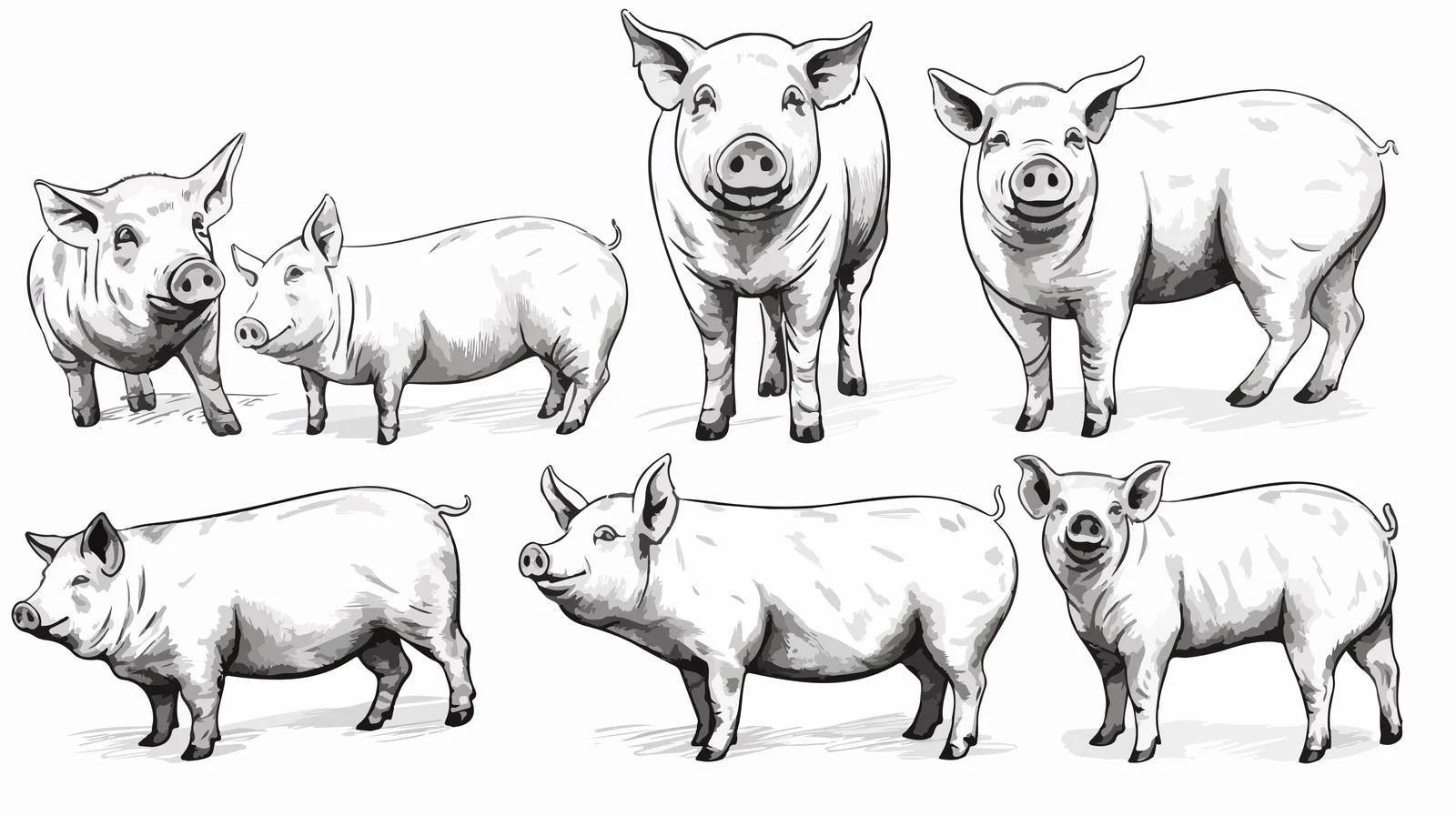 Hand-drawn Pigs Farming Illustration Set — free download from Dotvec