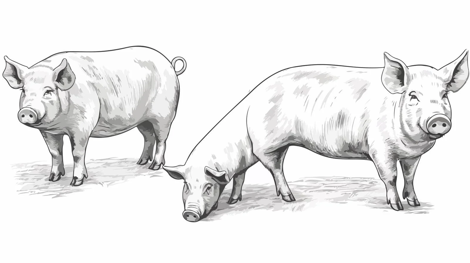 Hand-Drawn Pigs Sketch for Farming — free download from Dotvec
