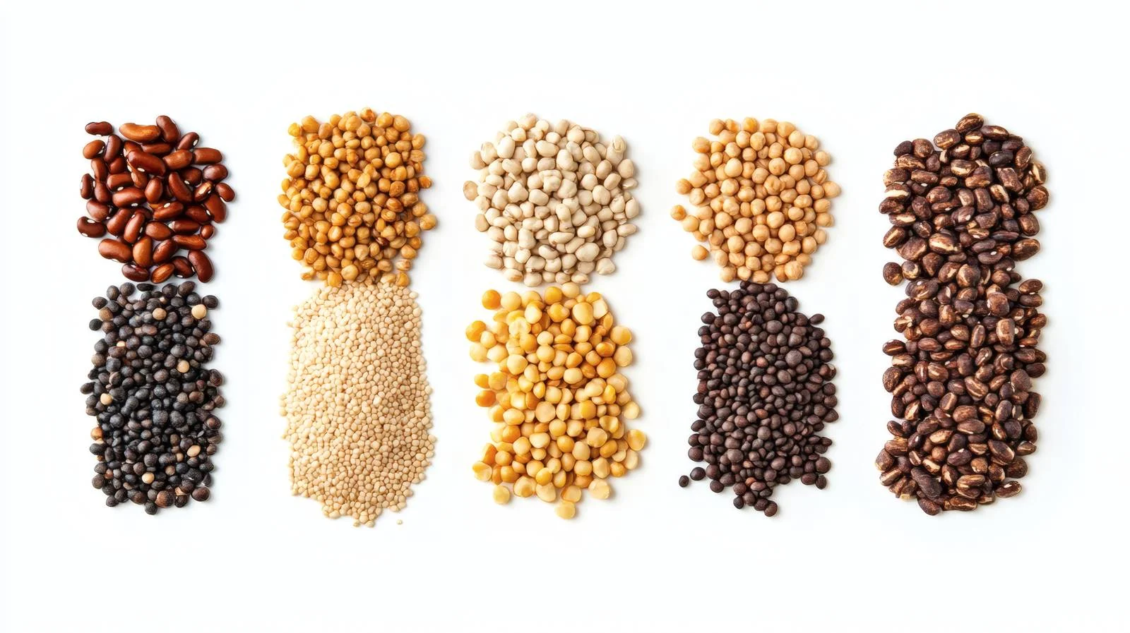 Assortment of Raw Grains and Pulses on White Background — free download from Dotvec