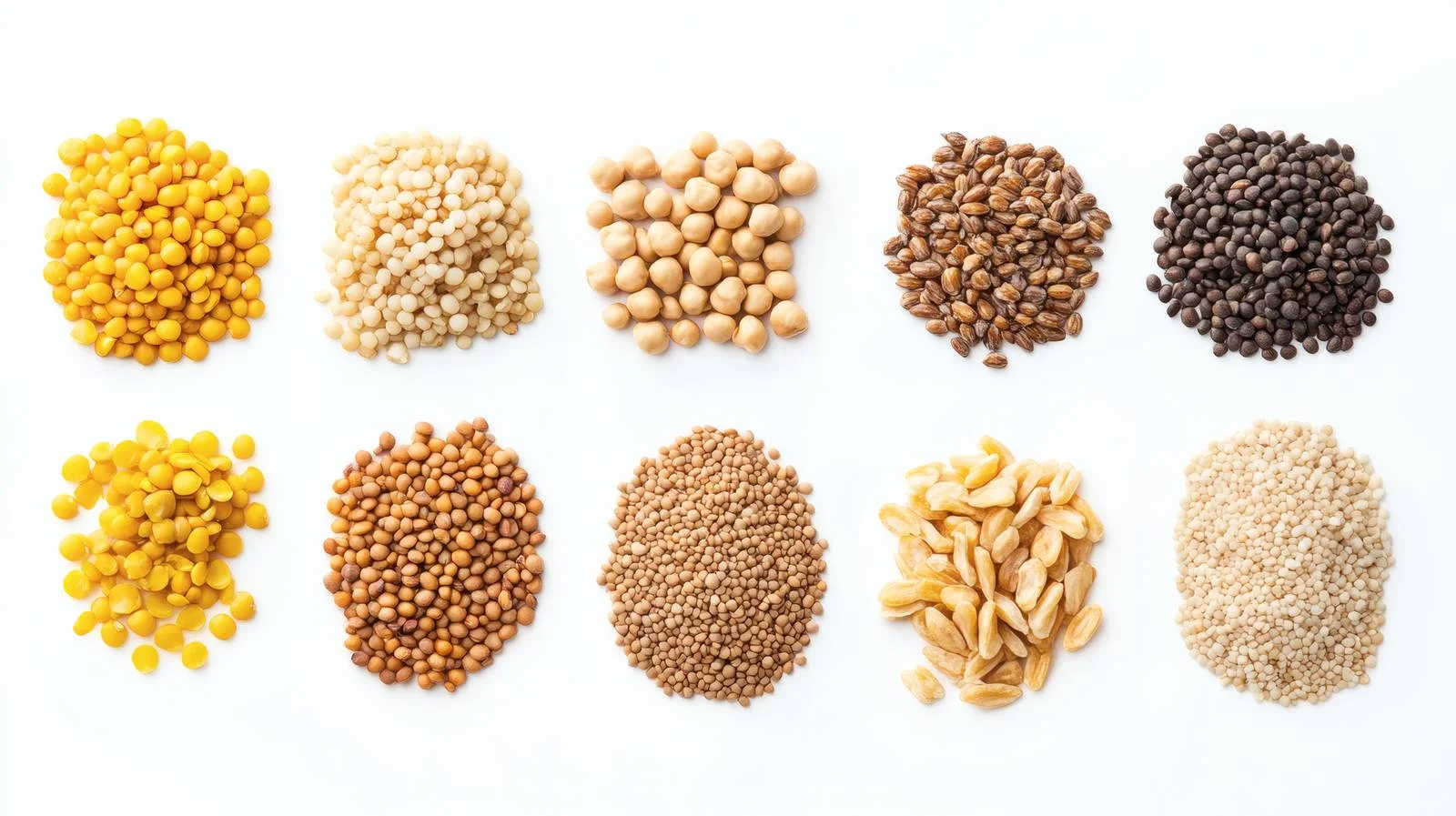 Assorted Uncooked Grains and Legumes on White — free download from Dotvec