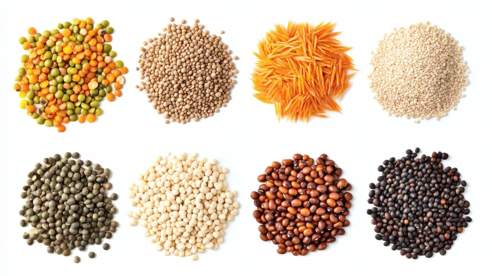 Assortment of Raw Grains and Legumes on White Background — free download from Dotvec