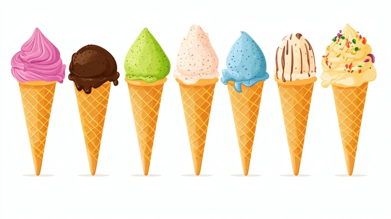 Assorted Ice Cream Scoops in Crisp Cones — free download from Dotvec