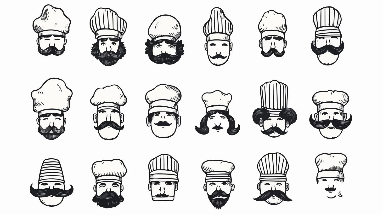 Vintage Chef Cook Hats Doodle Style — free download from Dotvec