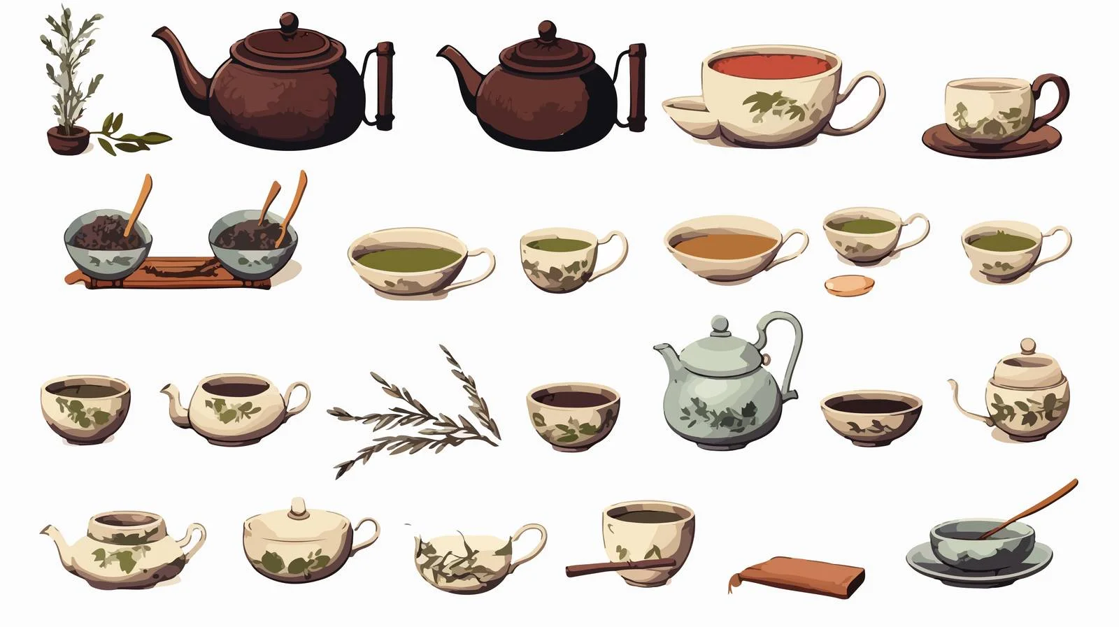 Exquisite tea ceremony essentials array — free download from Dotvec