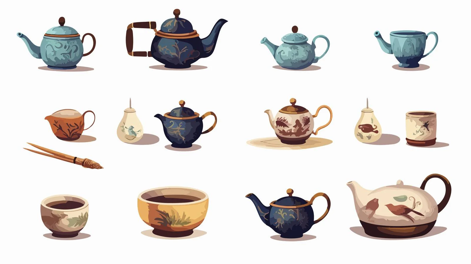 Exquisite tea ceremony featuring traditional utensils — free download from Dotvec