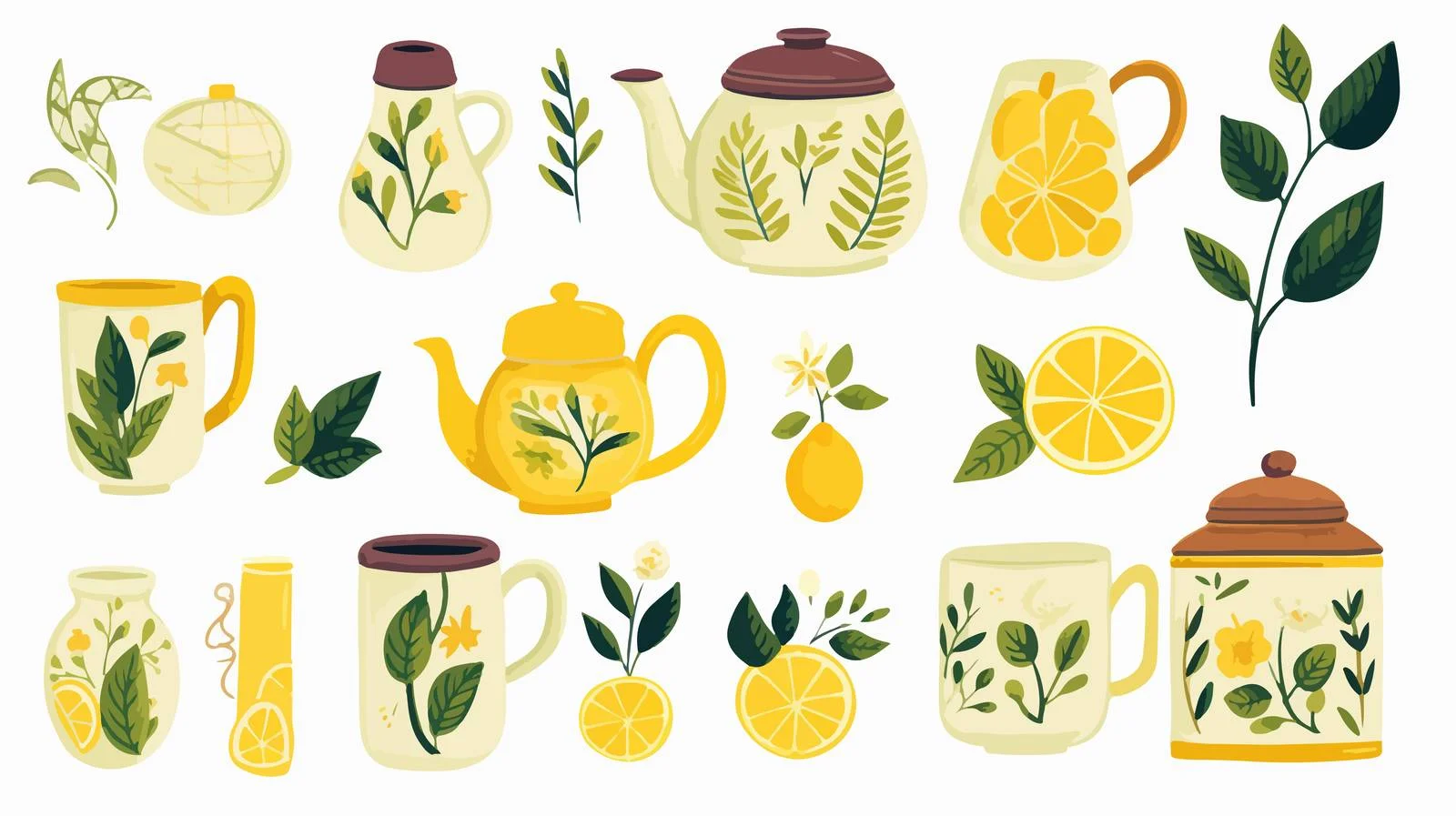 Elegant collection of tea party items — free download from Dotvec