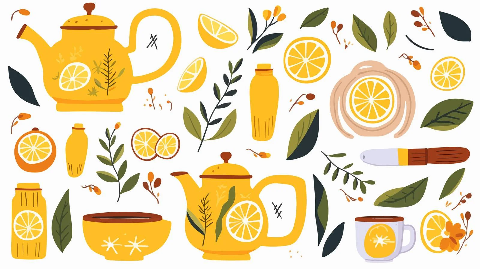 Charming Tea Party Objects Collection Sketch — free download from Dotvec