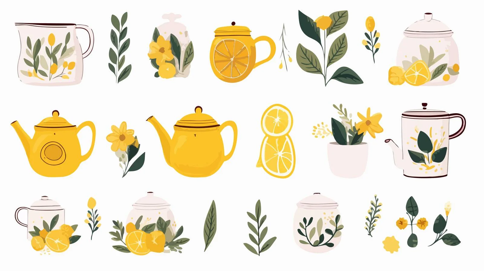 Exquisite Tea Party Object Collection Illustration — free download from Dotvec