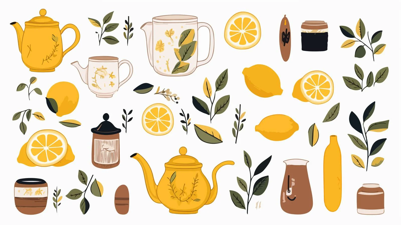 Elegant Tea Party Object Collection Sketch — free download from Dotvec