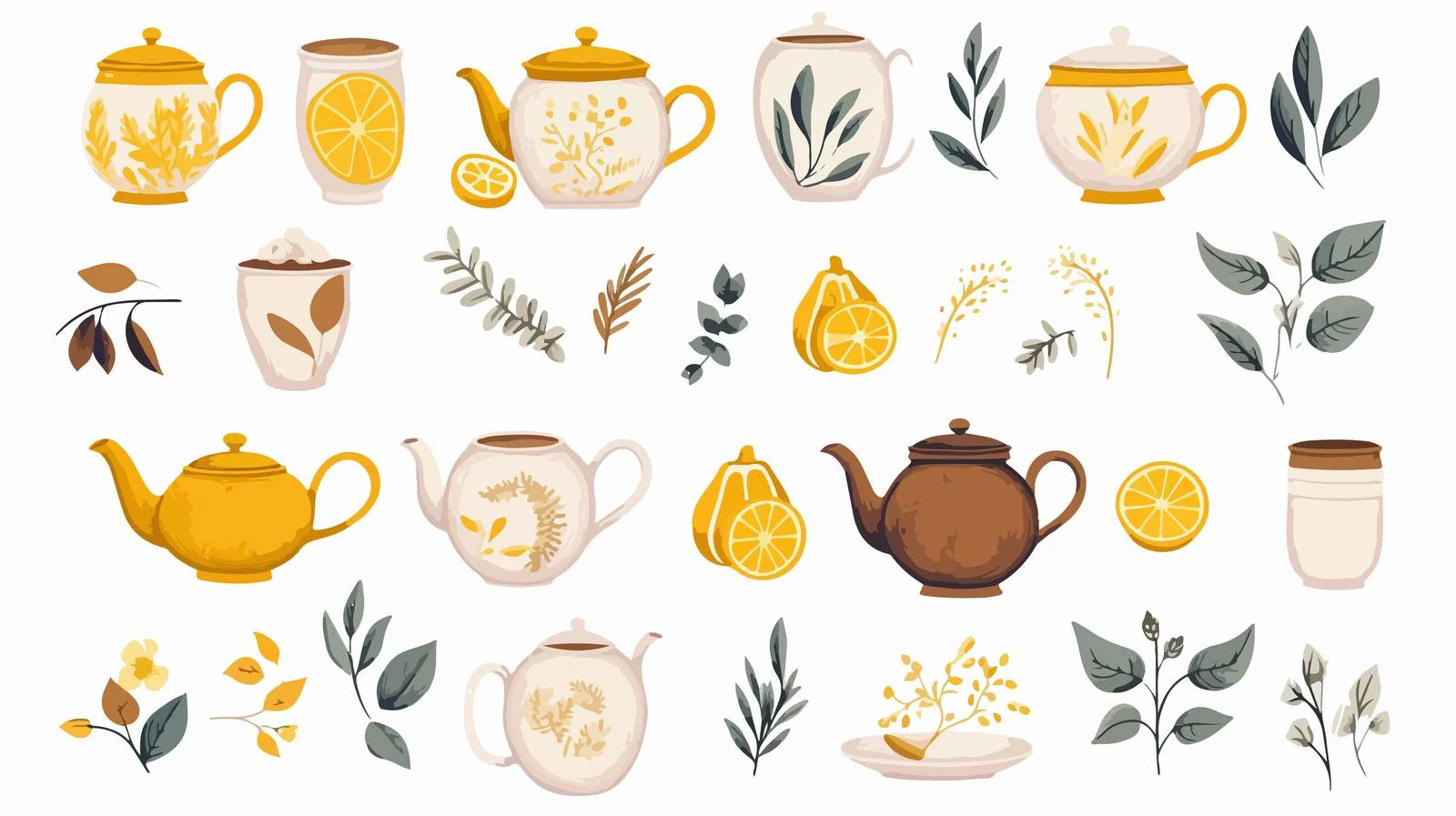 Hand-Drawn Tea Party Collection Set — free download from Dotvec