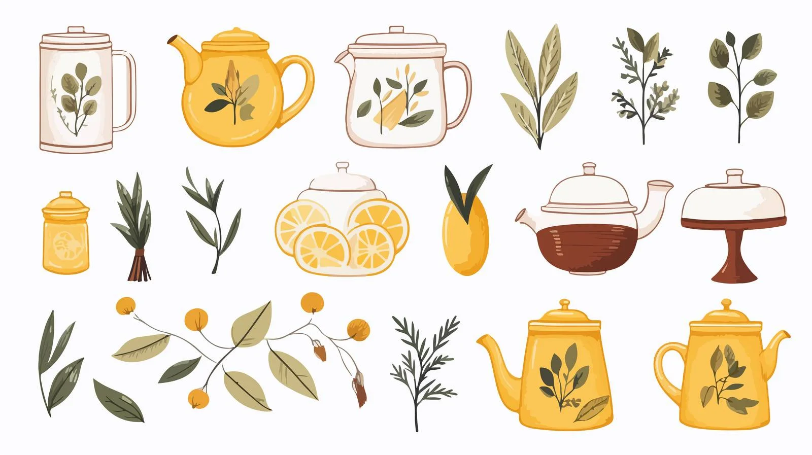 Exquisite Tea Party Collection Illustration with Hand-Drawn Kettle — free download from Dotvec