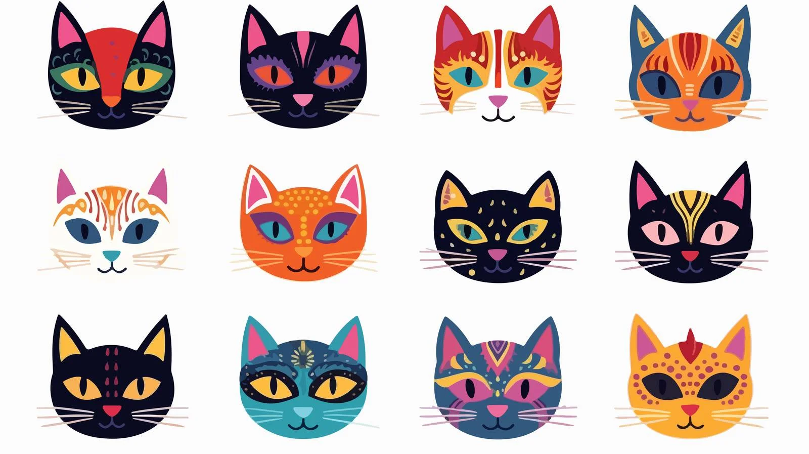 Whimsical Cat Faces Doodle Set — free download from Dotvec