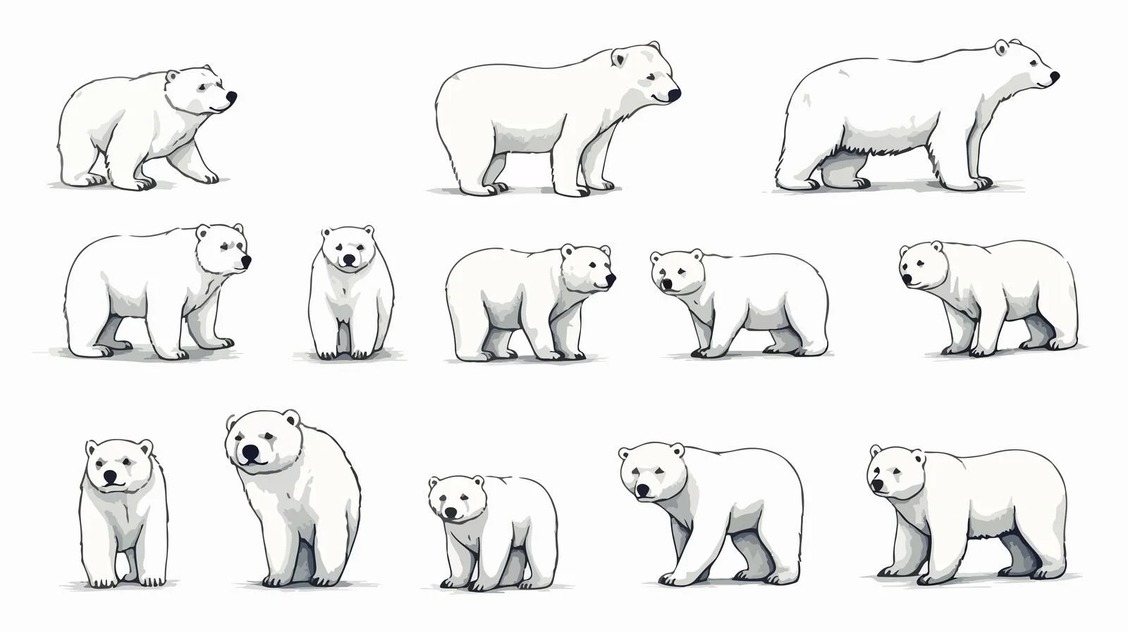 Collection of Diverse White Polar Bears — free download from Dotvec