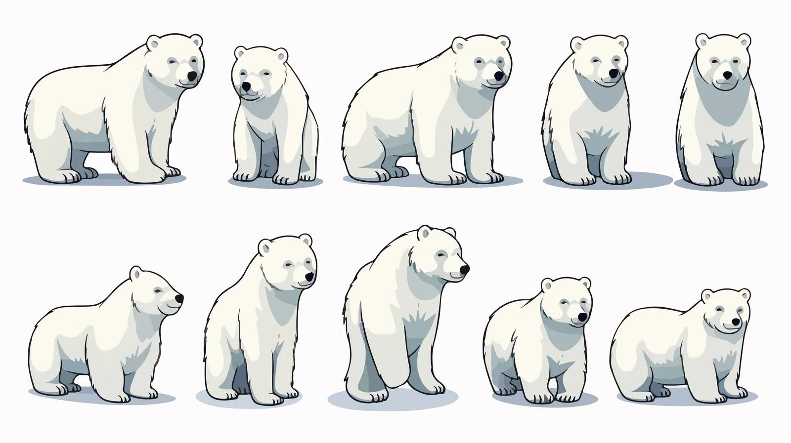 Collection of Diverse White Polar Bears — free download from Dotvec