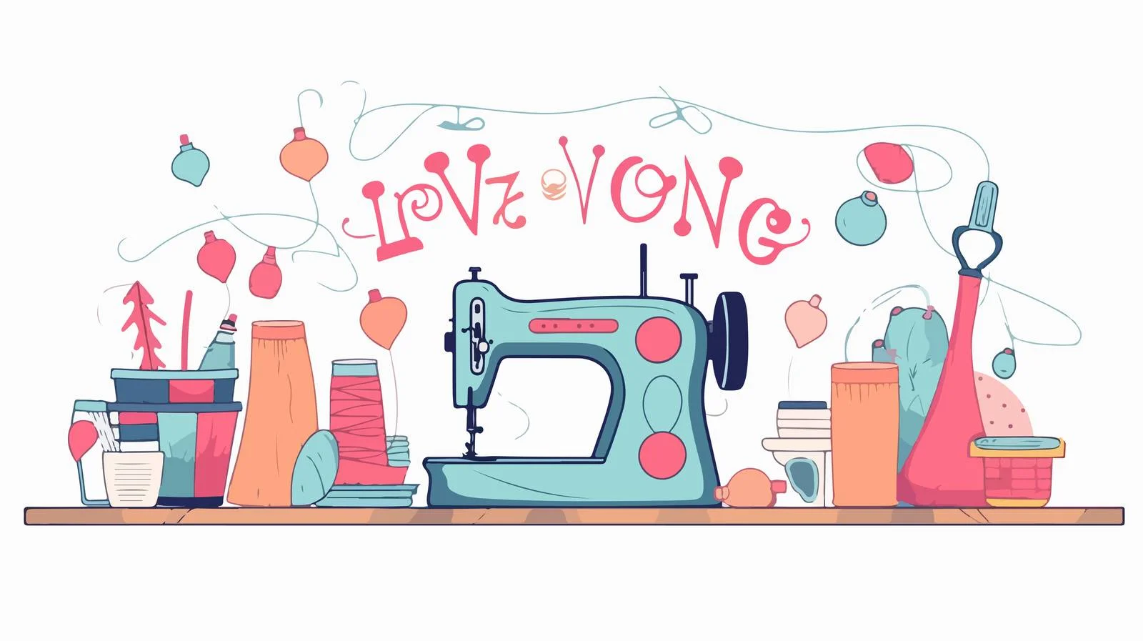 Sewing Illustration with Love — free download from Dotvec