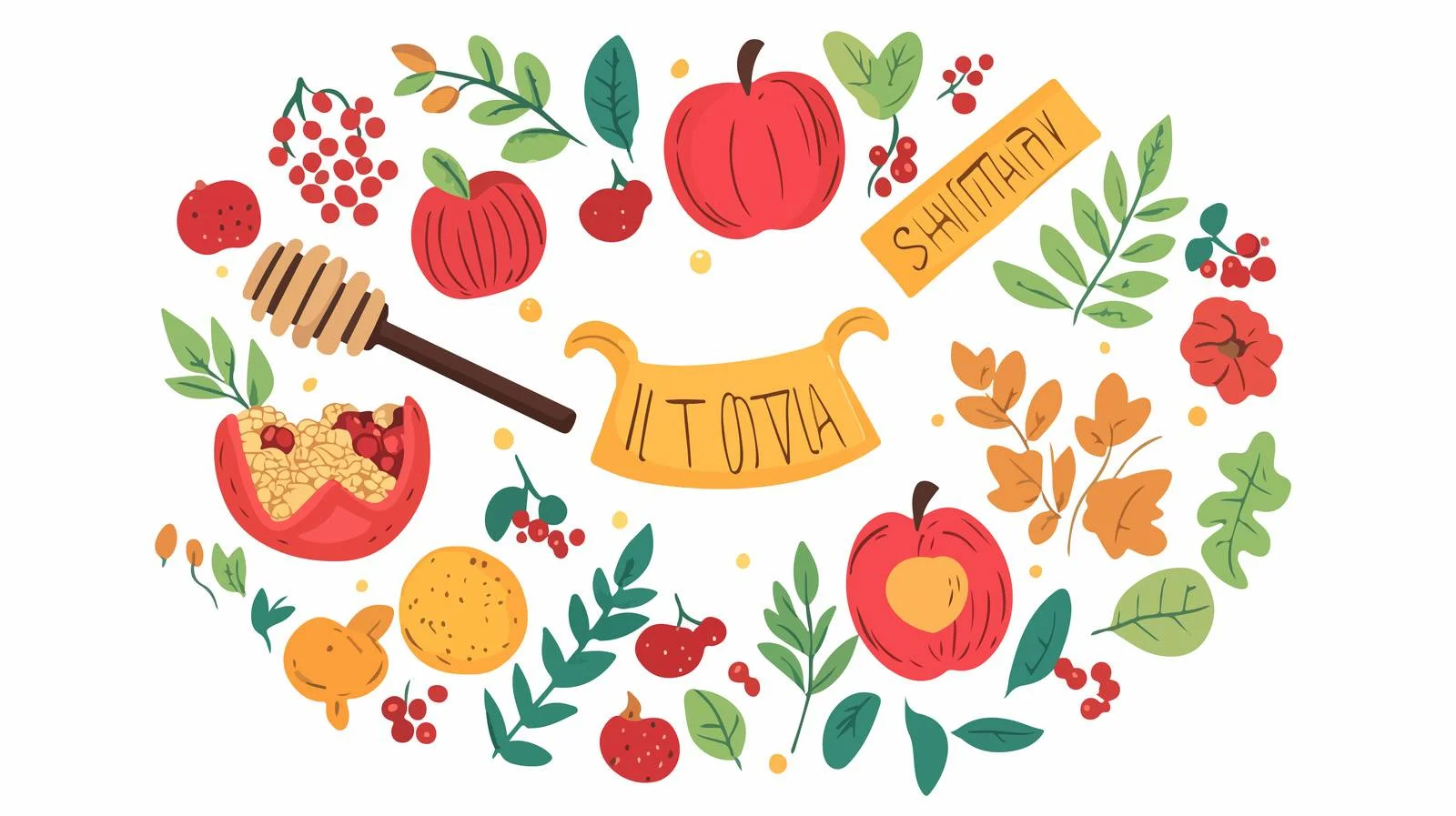 Rosh Hashanah Blessing Encircled by Foliage — free download from Dotvec
