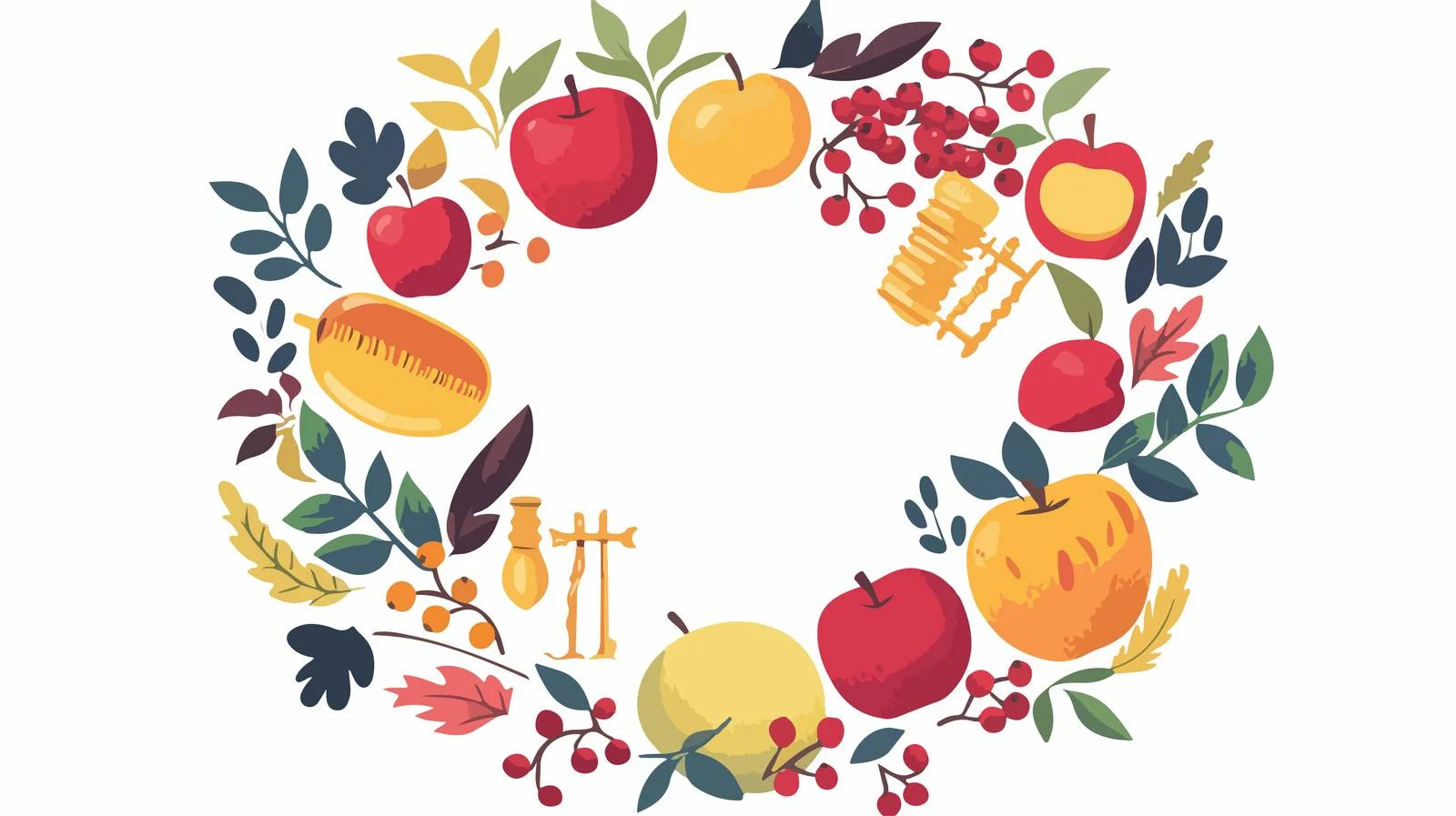 Elegant Shana Tova Phrase in Circular Wreath — free download from Dotvec