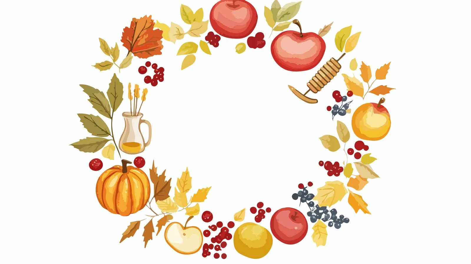 Elegant Rosh Hashanah Greeting in Circular Border — free download from Dotvec