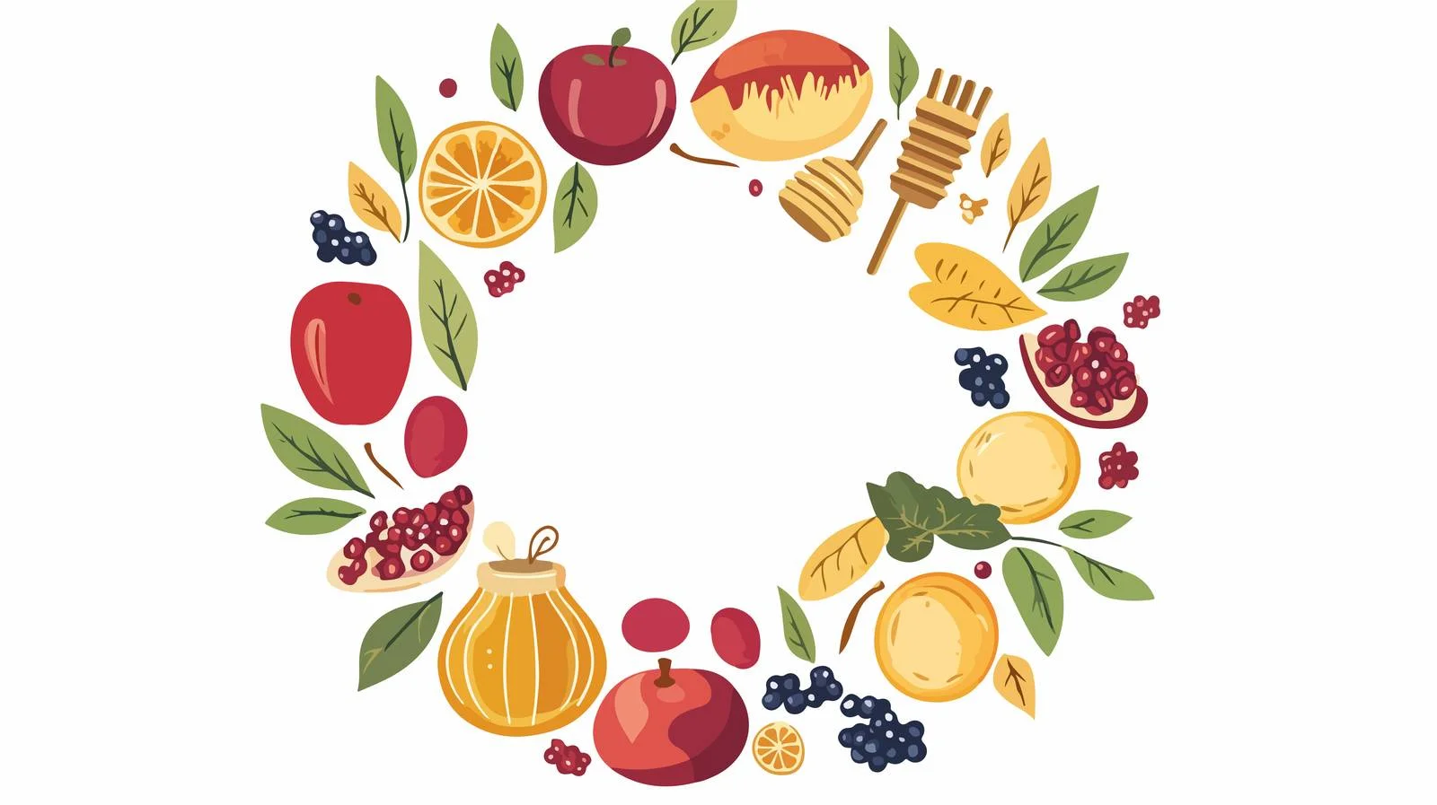 Elegant Shana Tova Round Wreath Design — free download from Dotvec