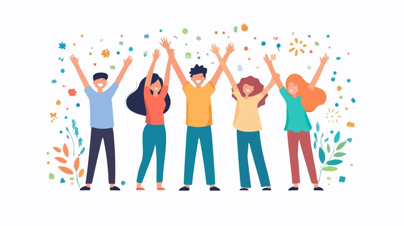 Celebrating achievements with supportive friends — free download from Dotvec