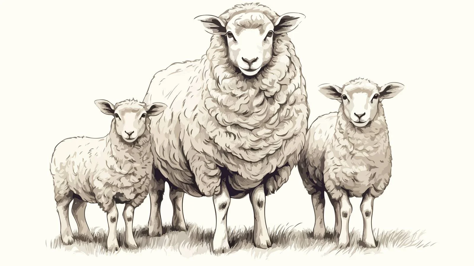 Sheep Family Hand Drawn Vector Illustration — free download from Dotvec