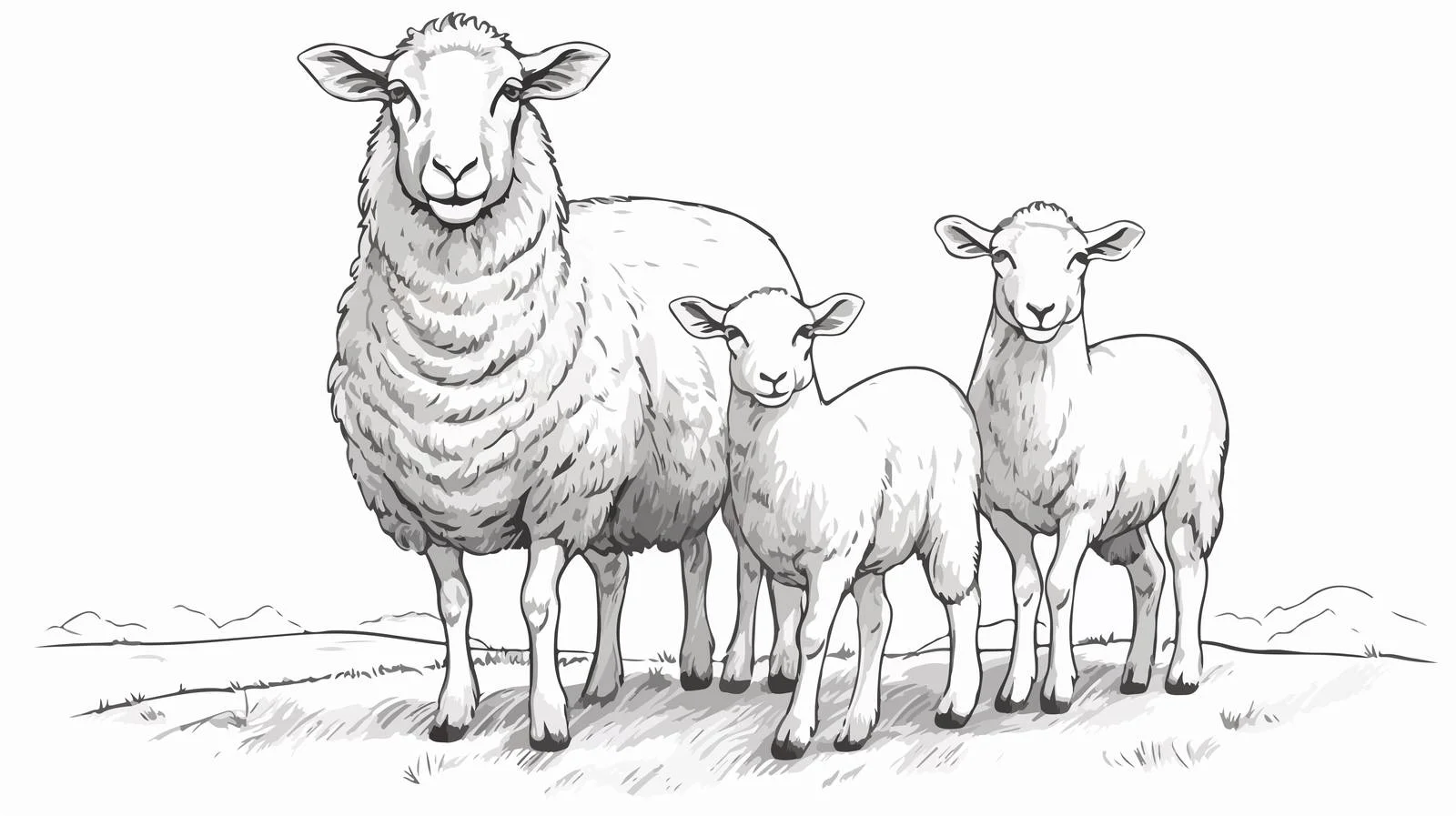 Sheep Family Hand Drawn Vector Illustration — free download from Dotvec