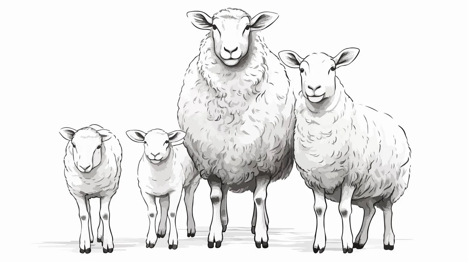 Hand-Drawn Sheep Ram Lamb Family Sketch — free download from Dotvec
