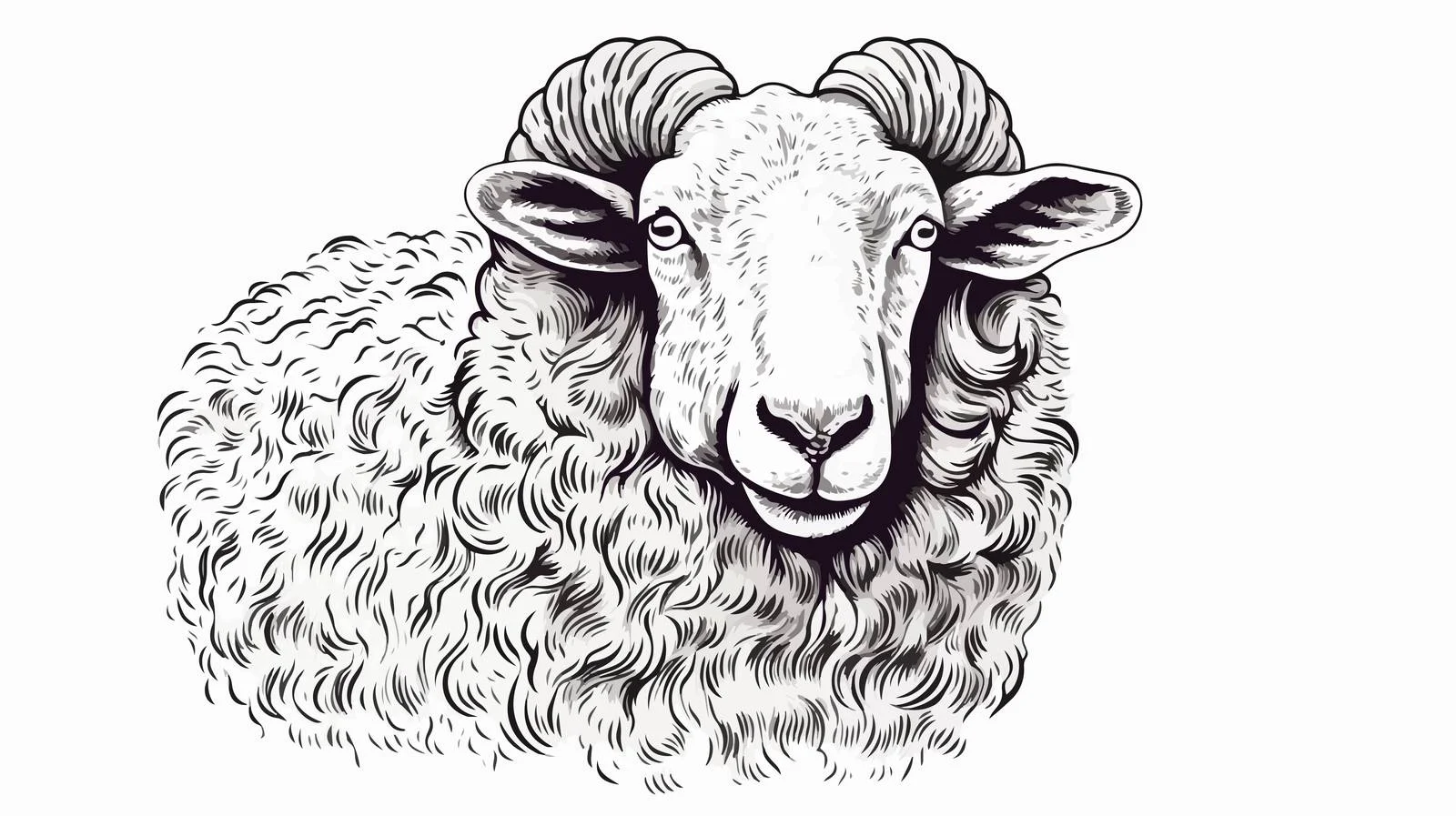 Sheep Portrait Engraving Drawing Illustration — free download from Dotvec