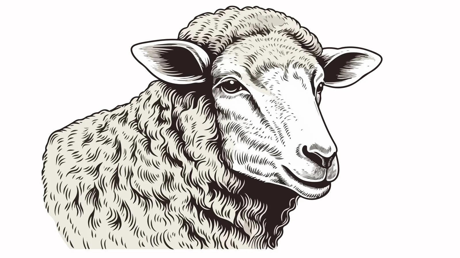 Sheep Portrait Engraved Drawing Illustration — free download from Dotvec