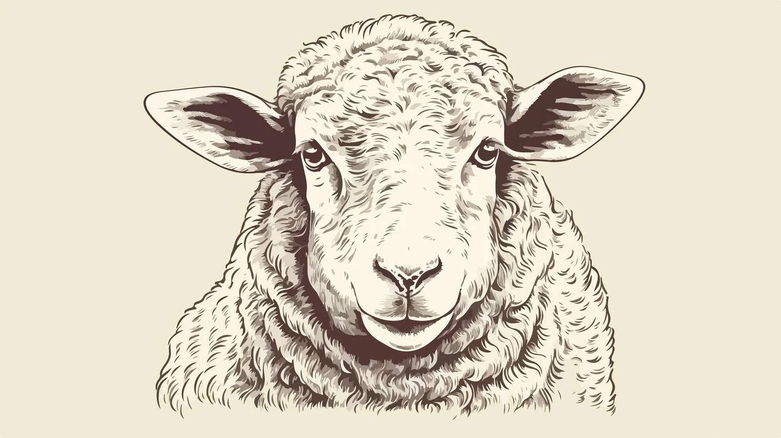 Sheep Head Portrait Engraving Illustration — free download from Dotvec