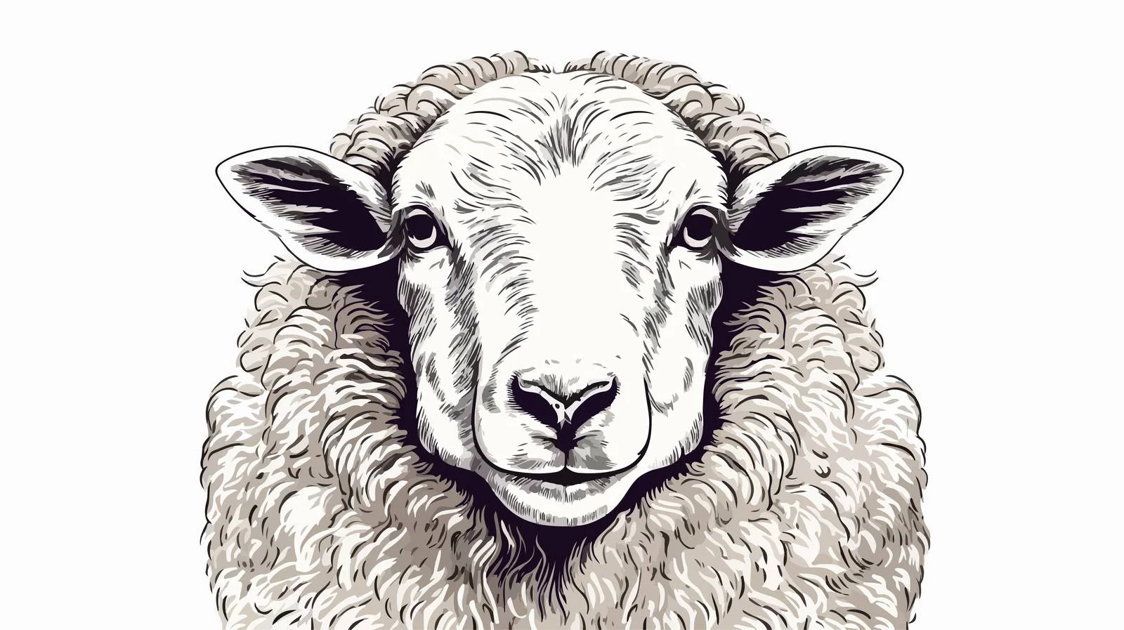 Sheep Portrait Engraving — free download from Dotvec