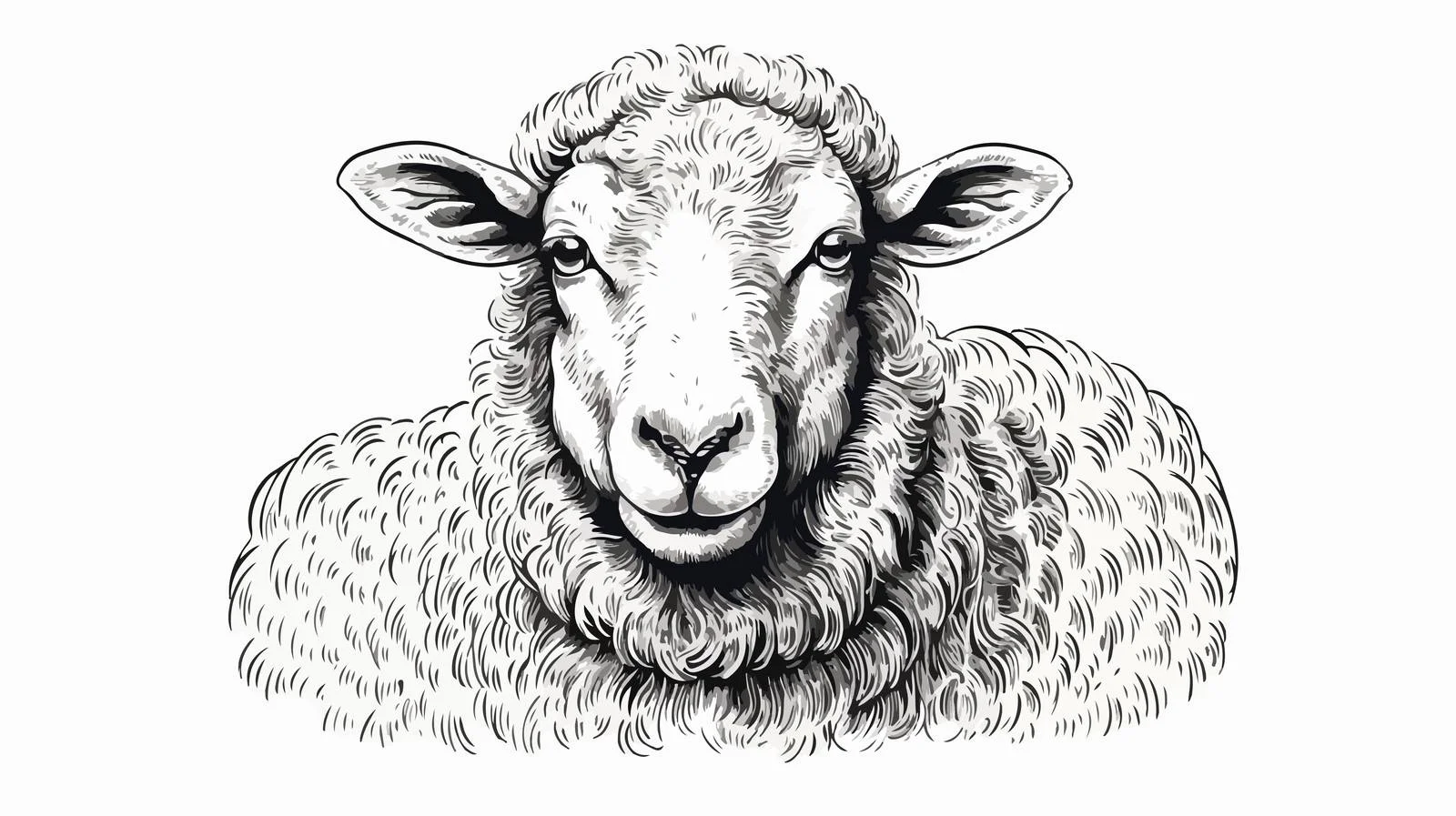 Sheep Head Portrait Engraving Illustration — free download from Dotvec