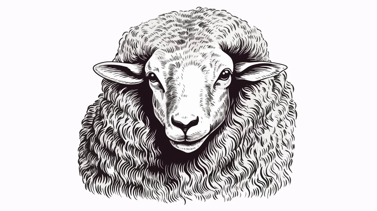 Sheep Portrait Engraving Drawing — free download from Dotvec