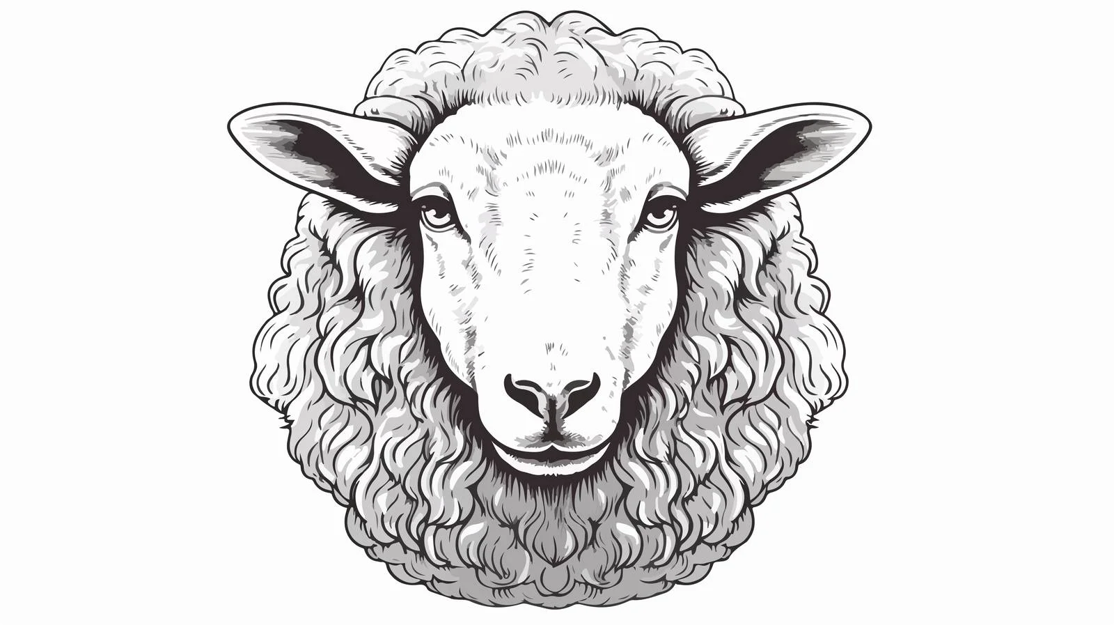 Sheep Portrait Engraving Drawing — free download from Dotvec