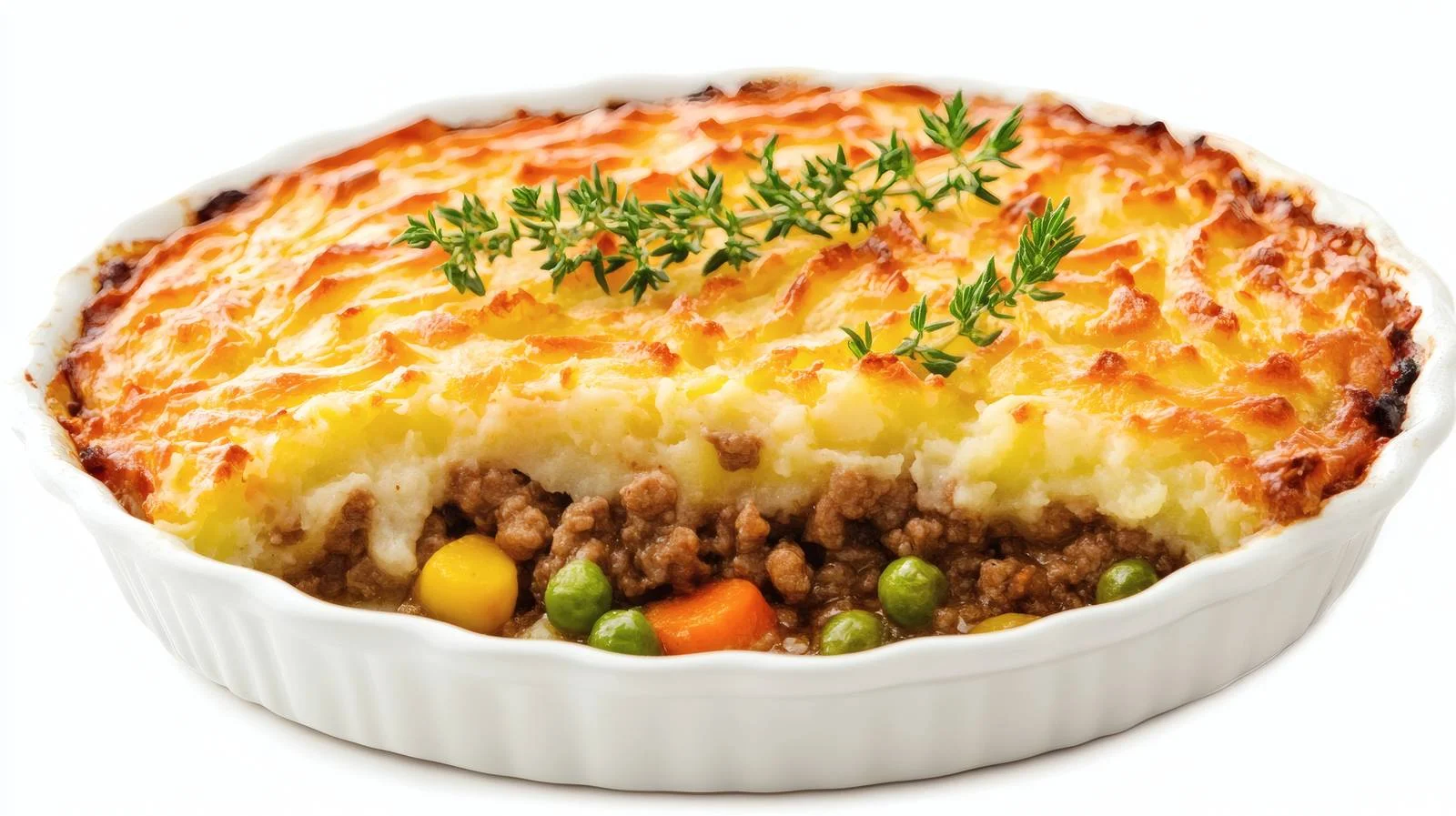 Savory Shepherds Pie on White Background – free mashed image from Dotvec