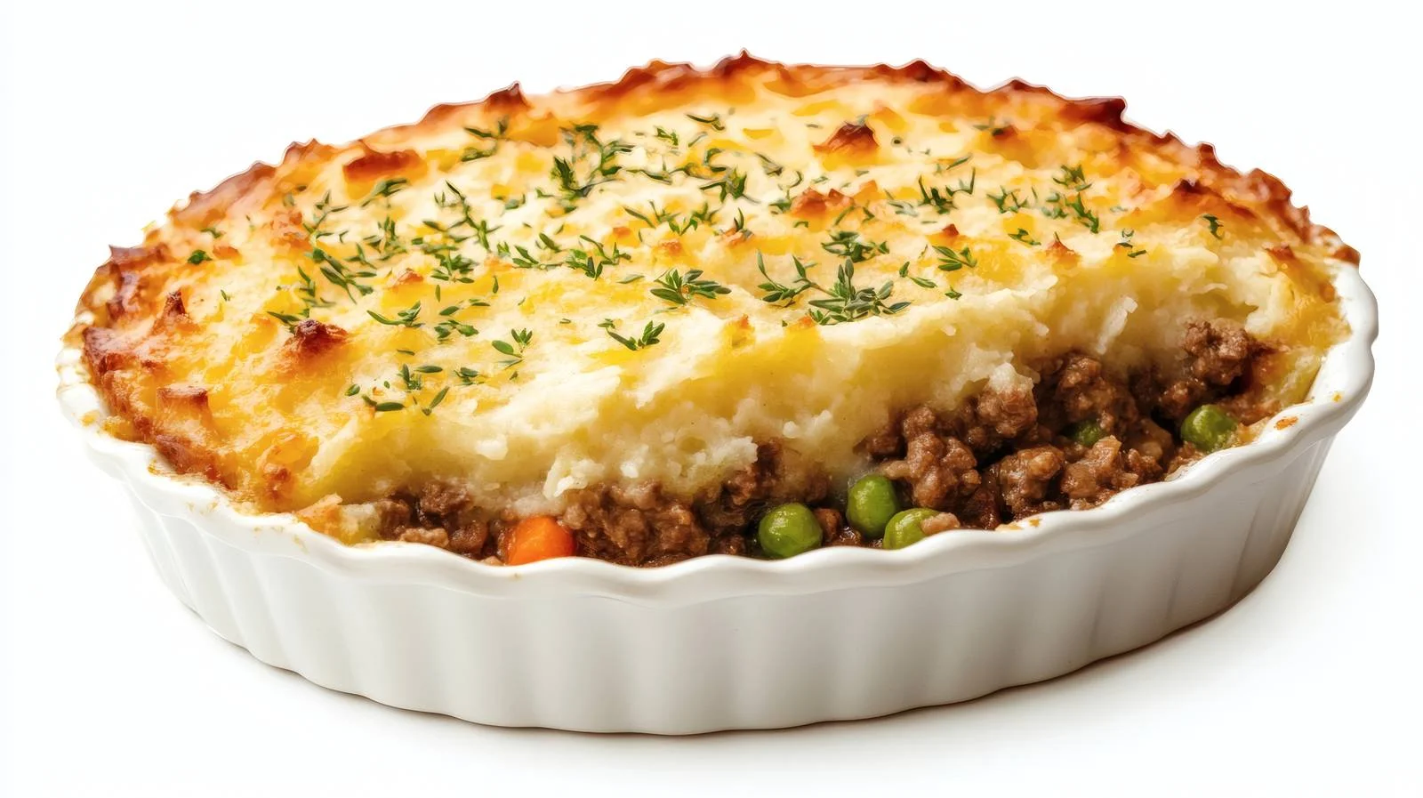 Traditional Shepherds Pie on White Background – free mashed image from Dotvec