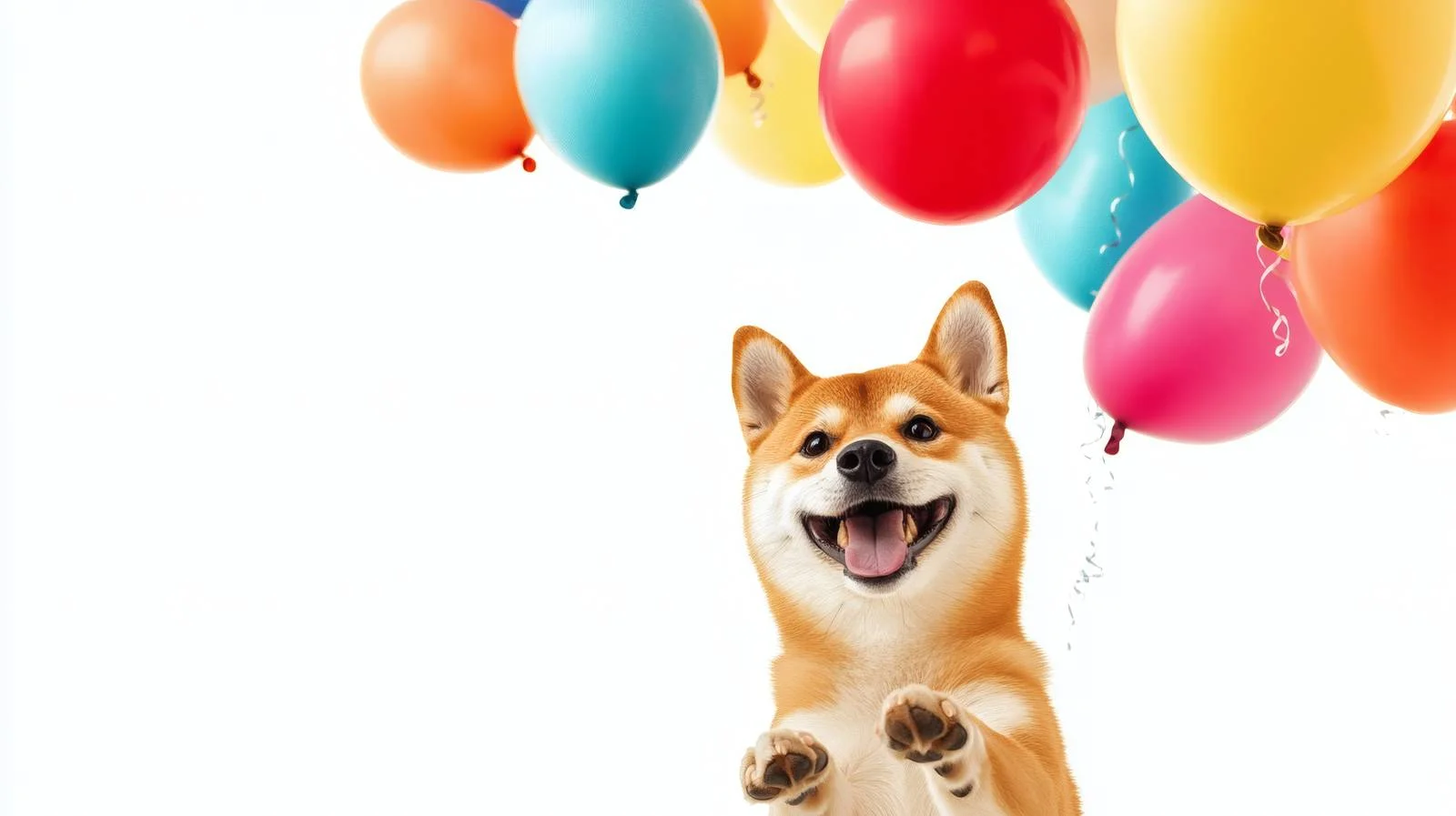 Playful Shiba Inu Surrounded by Balloons — free download from Dotvec