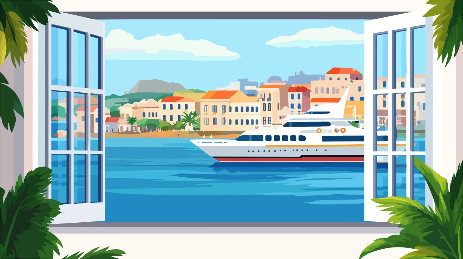 Luxury Yacht Interior with Scenic Sea View — free download from Dotvec