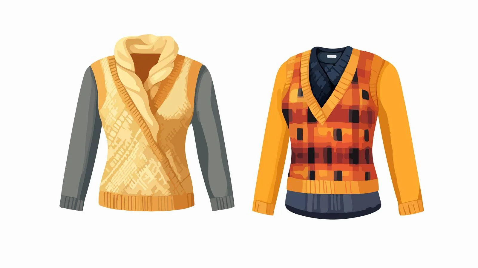Elegant Knitted Waistcoat Over Shirt Ensemble — free download from Dotvec