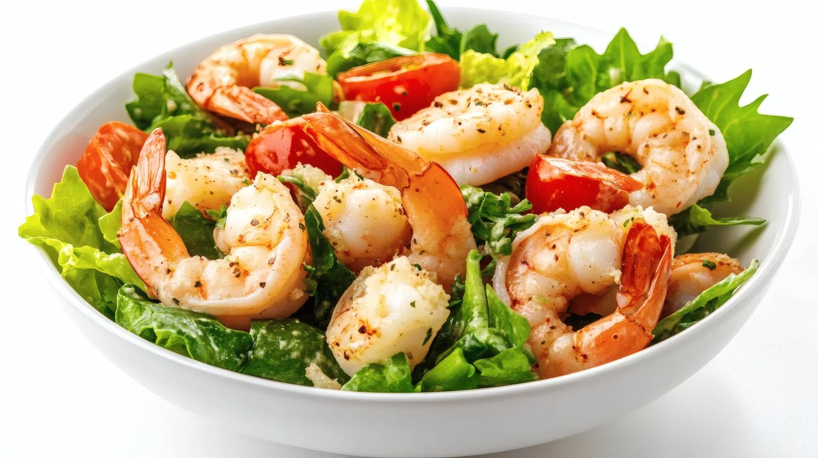 Fresh Shrimp Caesar Salad on White Background — free download from Dotvec